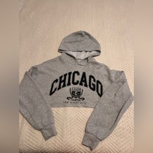 Grey cropped chicago hoodie